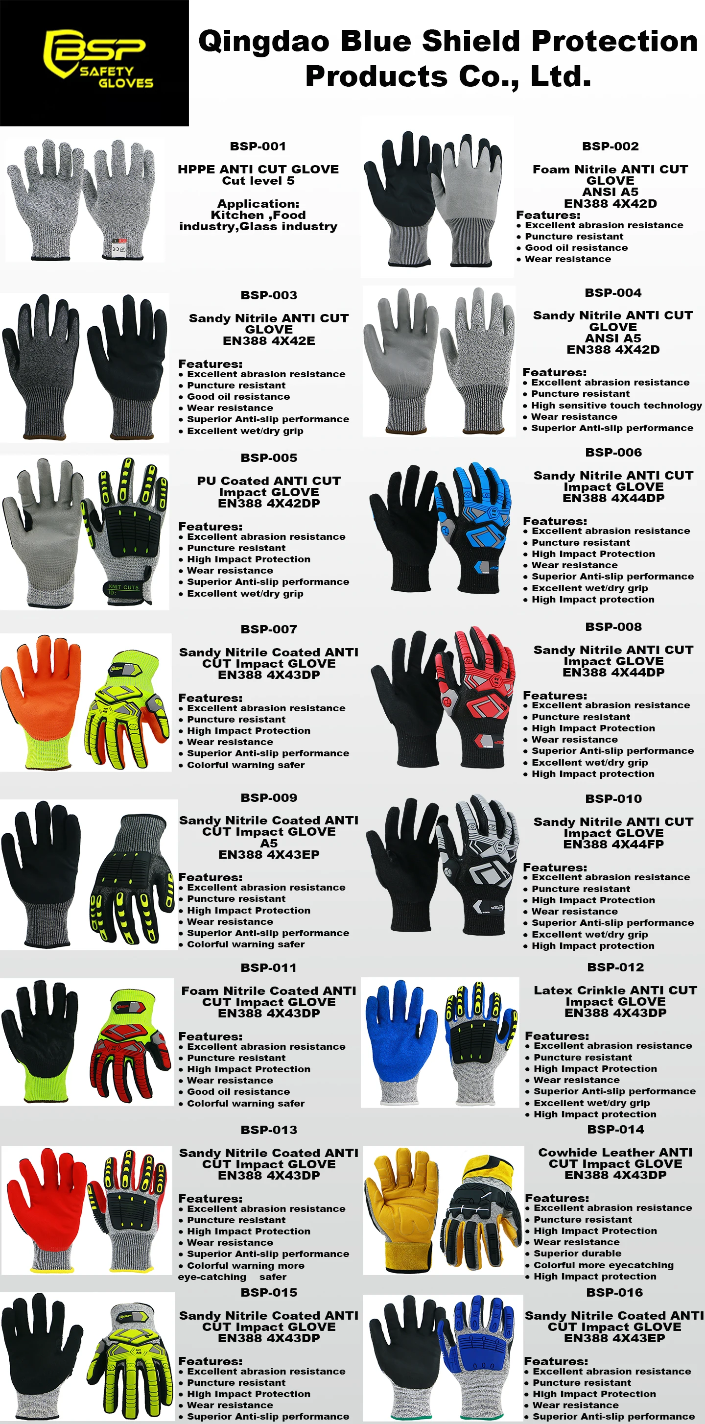 BSP custom logo black men heavy duty assembly construction leather palm safety work mechanic gloves