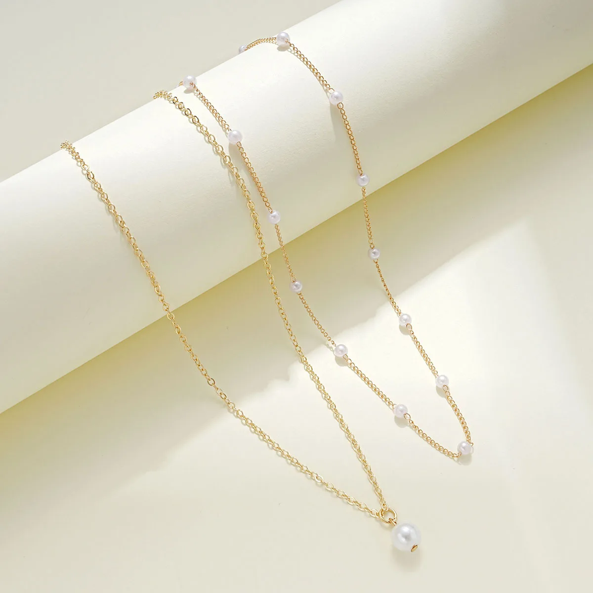 European American Luxury Double Layer Clavicle Chain Baroque Pearl Necklace Simple Short Design Main Targeted Alloy Fashion