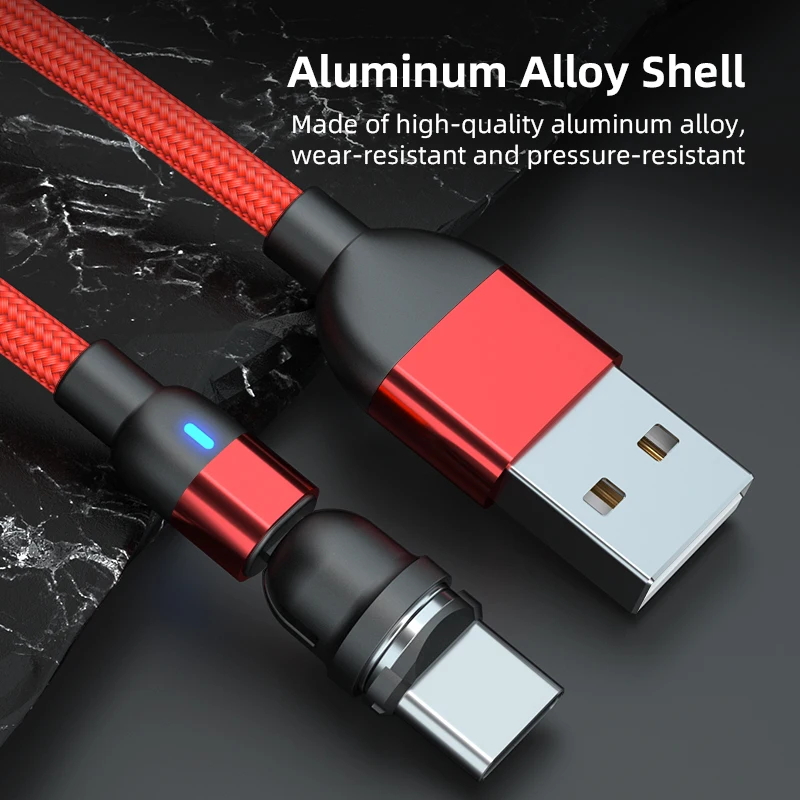Magnetic phone charge 2.4A 3 in 1 nylon braided 540 magnetic micro usb cable with micro type c i-product magnetic connectors