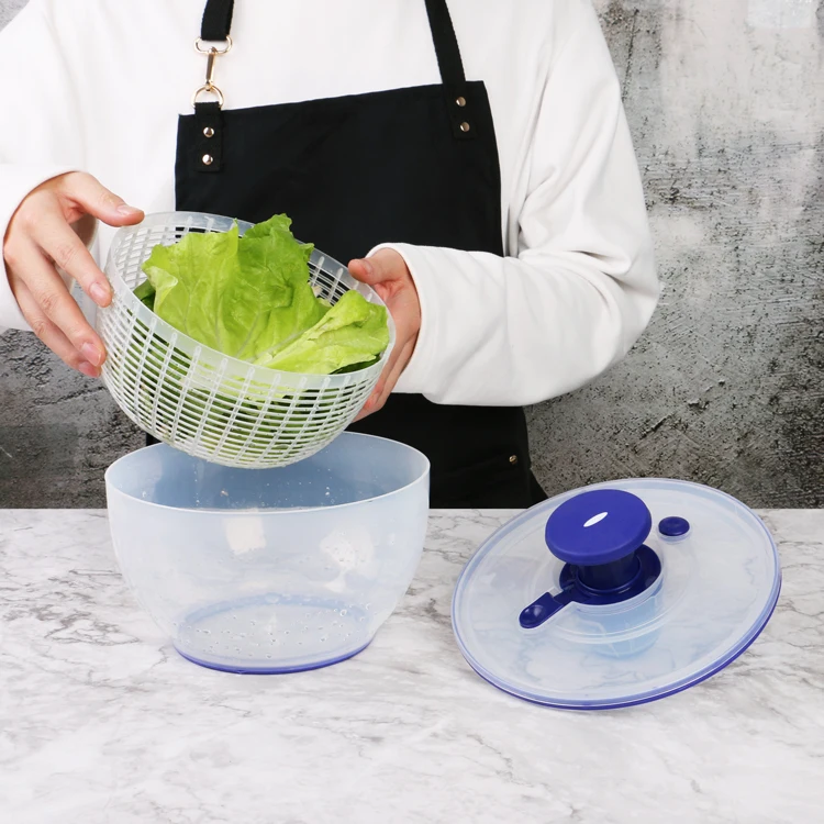 K & B Kitchen Vegetable Tool Salad Spinner Effortless Fast Drying Spinning Rotating Colander