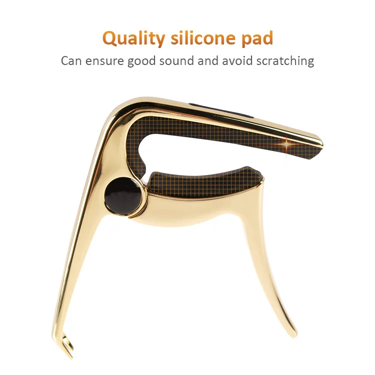BESTUS  Golden Zinc Alloy Classical Guitar Capo Tool with 3pcs pick For Acoustic Guitar Capo