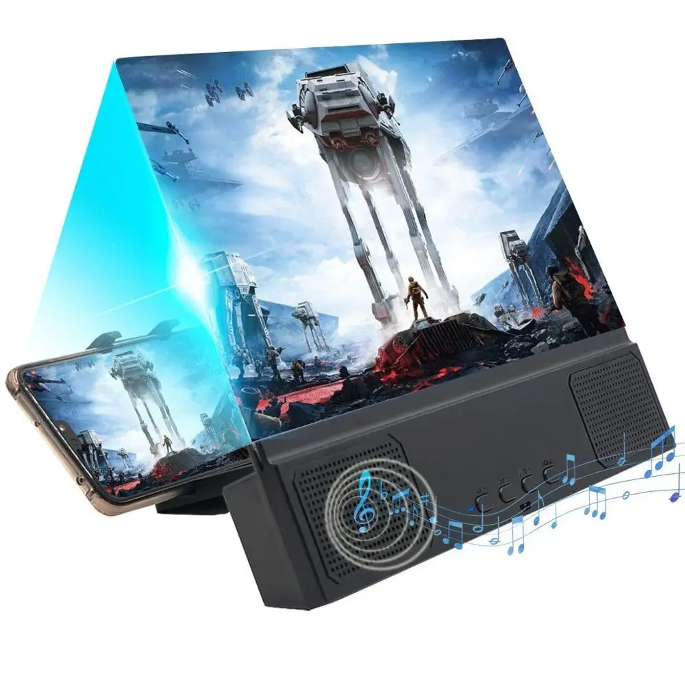 12 inch 3D Mobile Phone Enlarger Ampliador de pantalla de celular  Phone Screen Magnifier with Bluetooth speakers