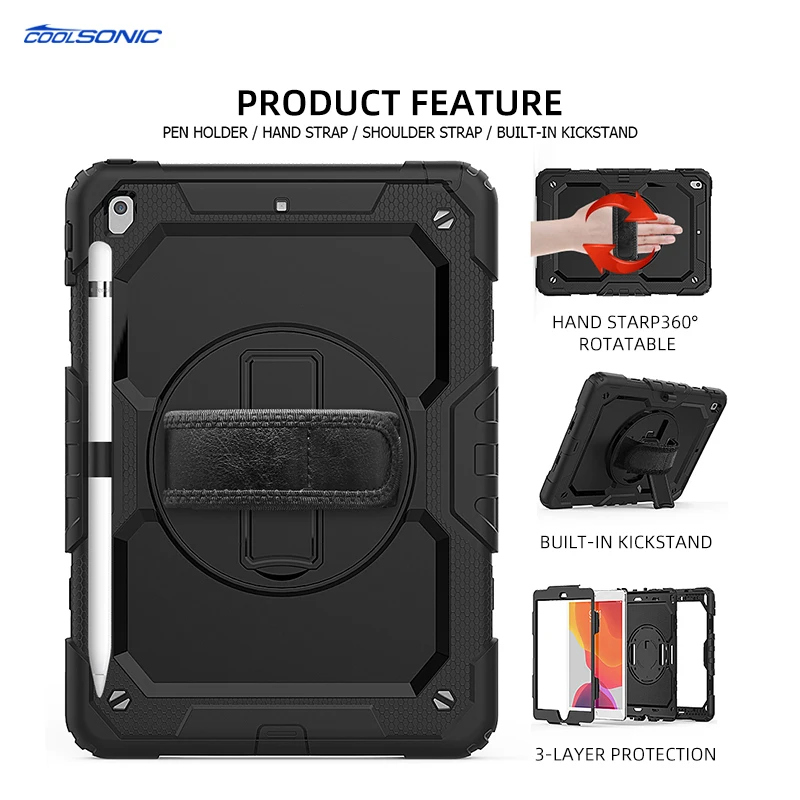 Wholesale PC Silicone Hybrid Rugged Cover With Hand Strap Tablet Case For Lenovo Tab M10 FHD Plus 10.3inch X606 X606F
