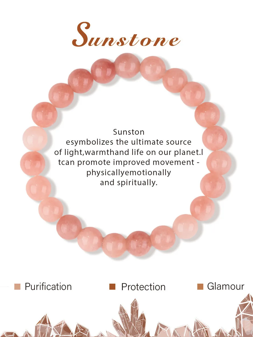 Amethyst  Rose Quartz 8mm Natural Stone Beaded Elastic Bracelet healing stones and crystals bracelets Jewelry For Women men