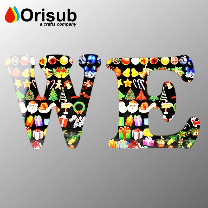 White glossy hardboard MDF alphabet blank sublimation wood letters