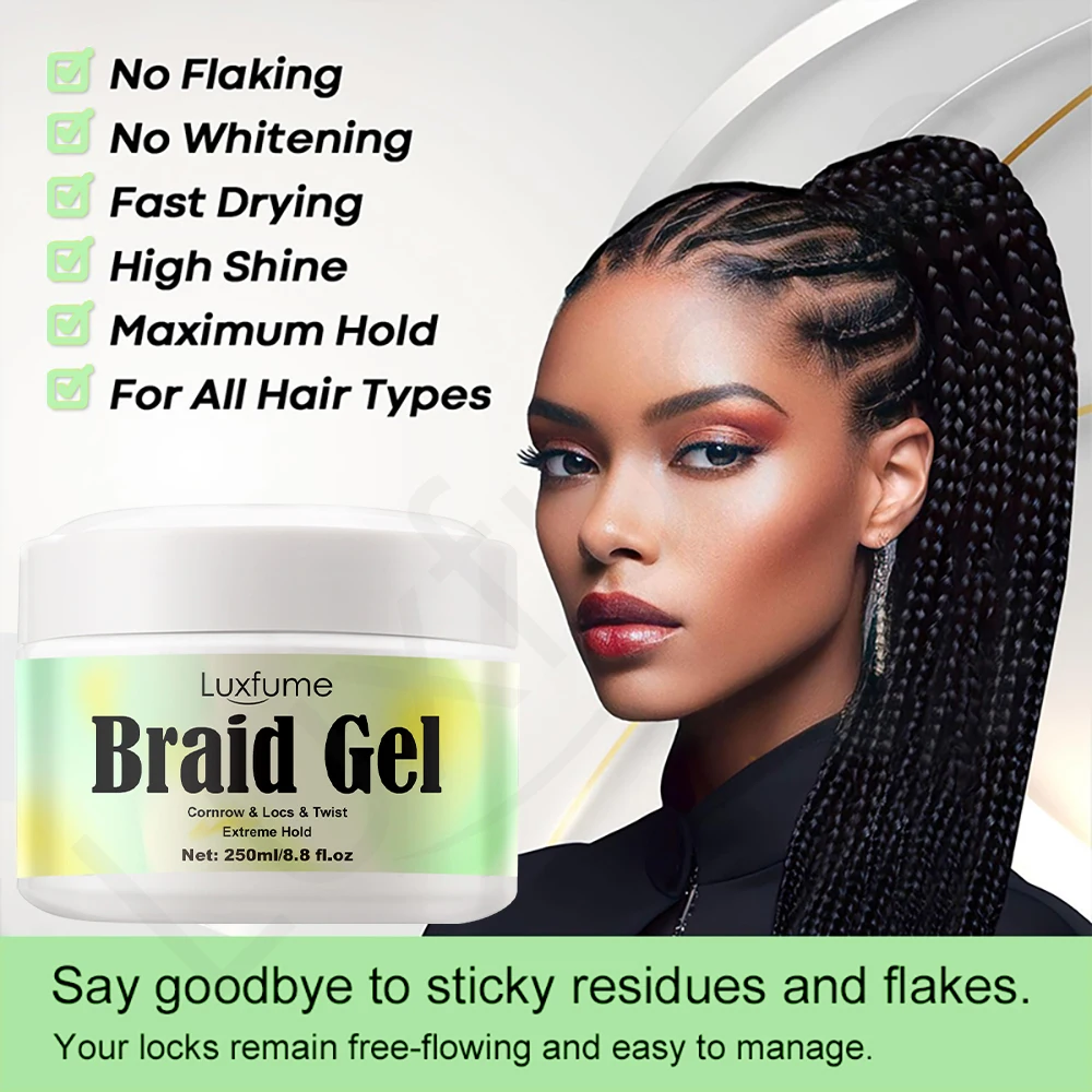 Luxfume Private Label Braid Gel Moisturizing Super Strong Setting Anti-itch Cooling Scalp Type For Twist Hair Styling