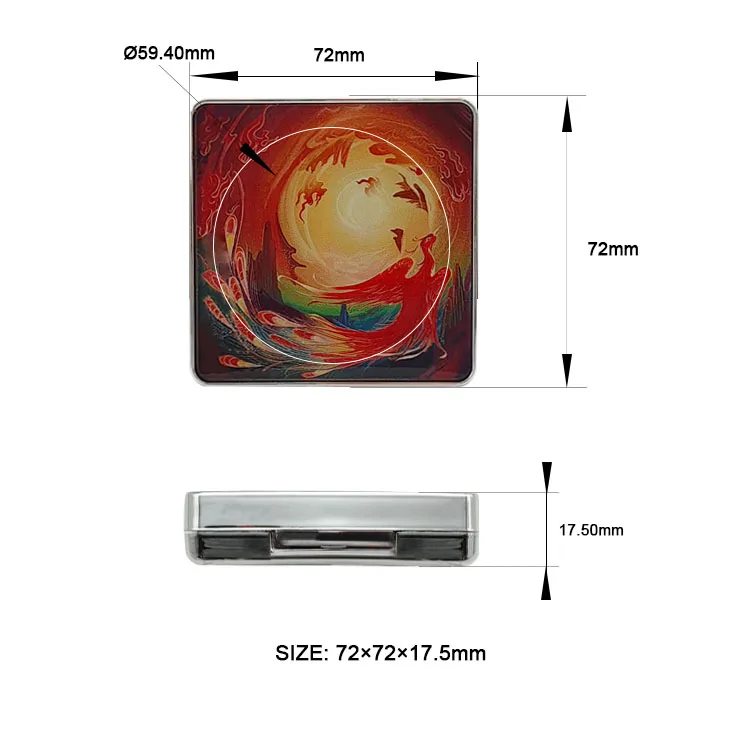 Clear Plastic Customized Blush Case Packaging Plastic Package Box rounded Square Compact Powder Container