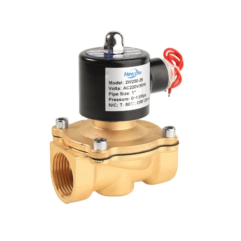 
Hewcho 2W250-25 Brass Direct Acting Normally Closed IP54 solenoid valve for water 