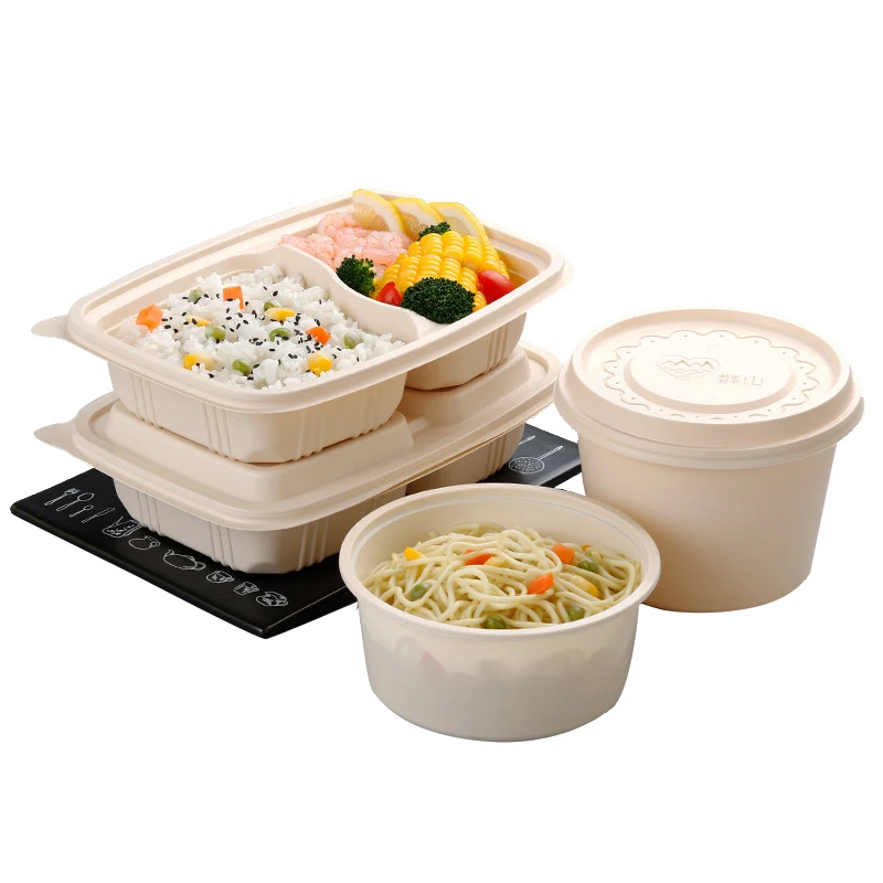 Eco friendly food packaging cornstarch disposable bowl microwavable round bowl for hot food