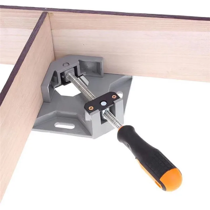 Aluminum Alloy Woodworking Right Angle Clamp, Double Handle 90 Degree Corner Clamp, Adjustable Photo Frame Angle Clip Clamp Tool