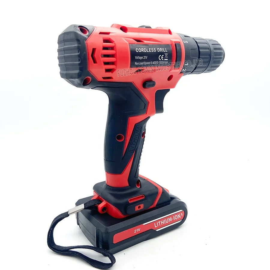 Factory direct supply 21V 1500mAh Rechargeable dual Speed Cordless Drill Wireless Rechargeable Hand Electric Drill