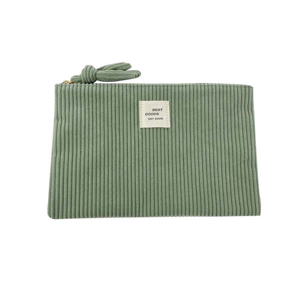 High quality unique waterproof makeup bag travel professional corduroy cosmetic bag