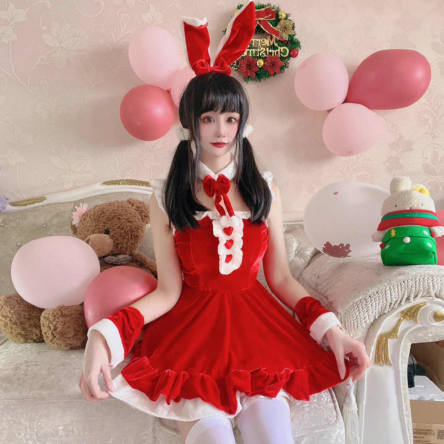 Adult Halloween Cosplay Sexy Japanese Girls pink Bunny Costume