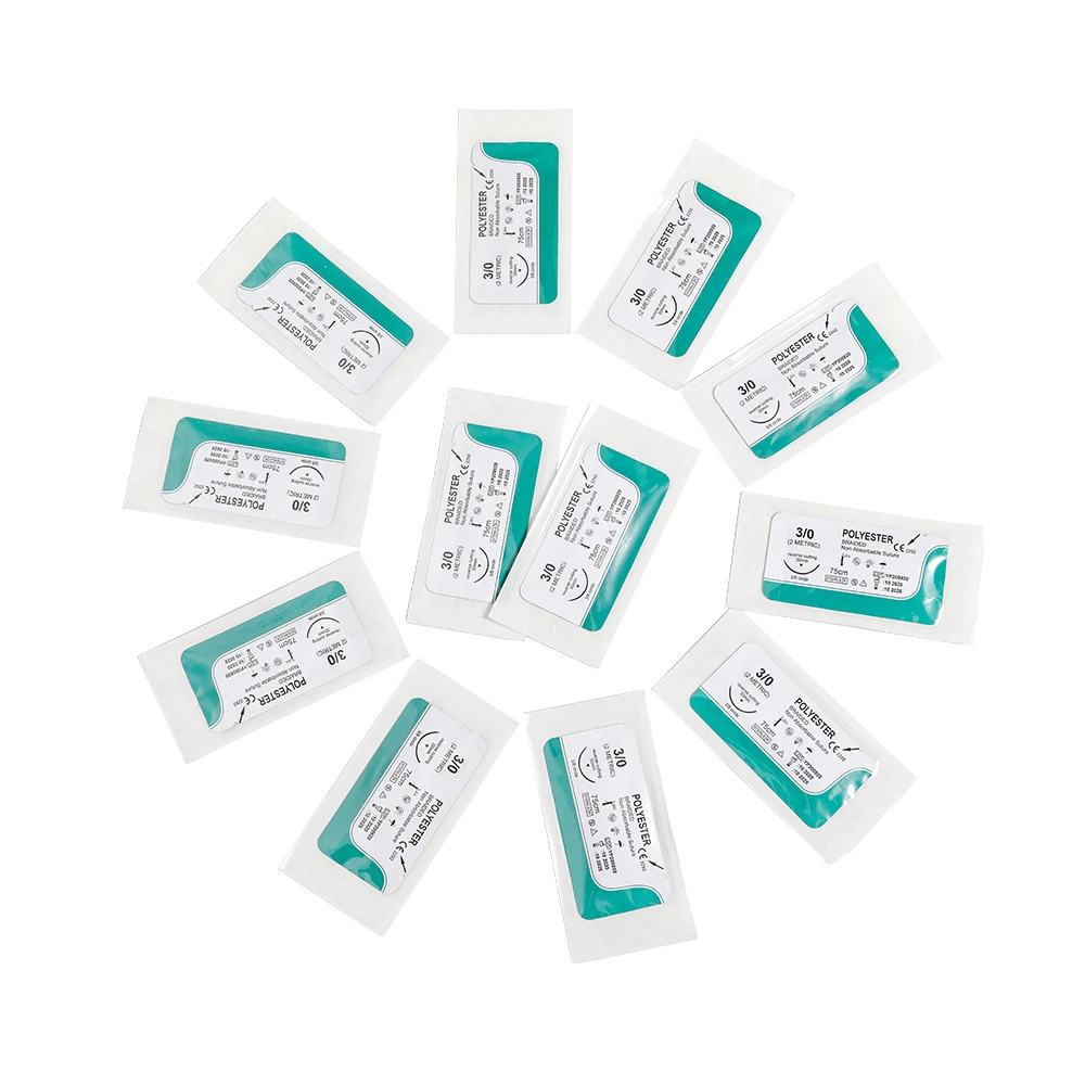 Disposable Surgical Silk Absorbable Polyglactin Pga Material Polyglycolic Acid Surgical Suture Thread With Needles