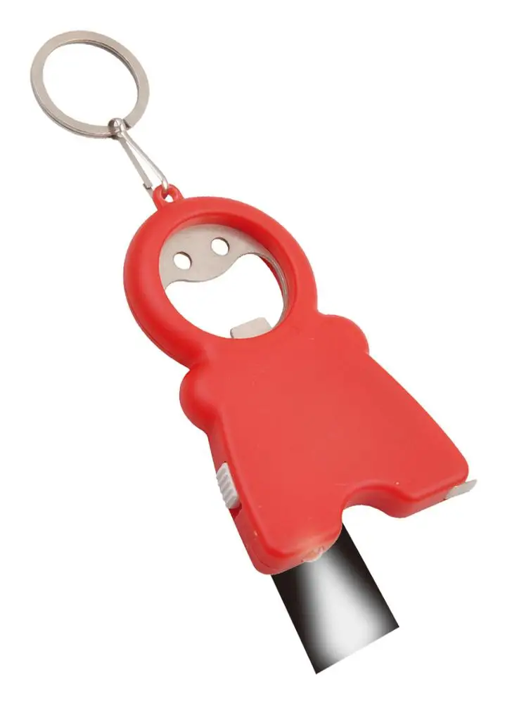smile shape cheap corkscrews bottle opener, decorative corkscrew with phone stand keychain and  led light ruler YC589