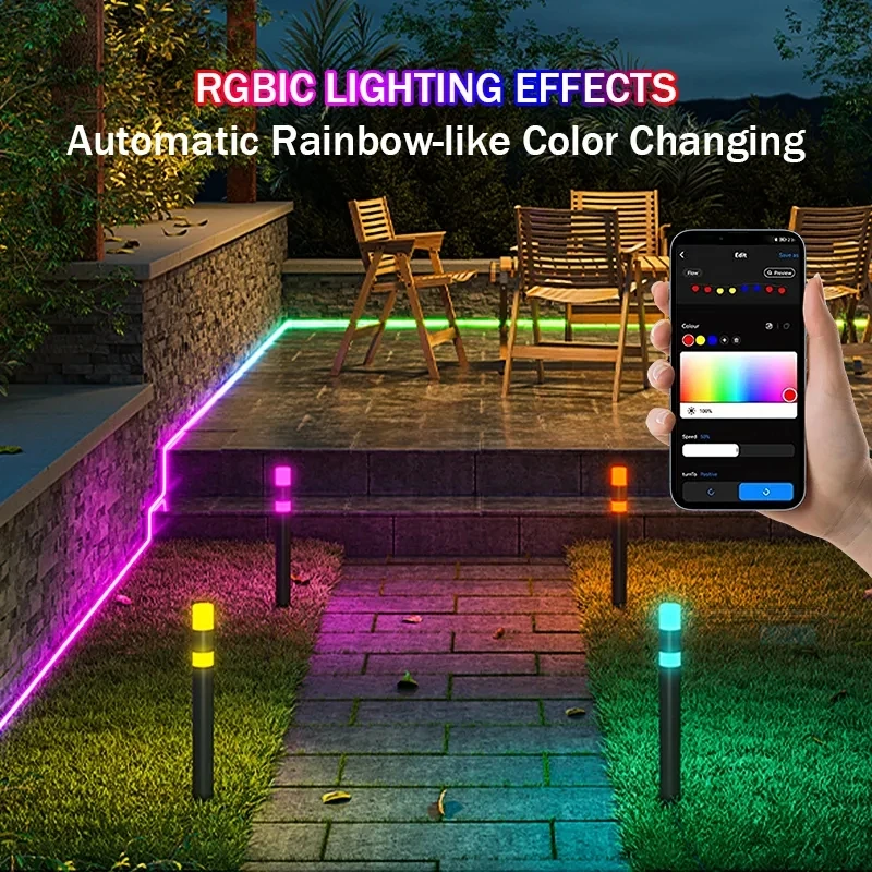 Новый садовый светильник с Wi-Fi Интеллектуальный фантомный для газона RGB уличный водонепроницаемый свет голосовым управлением