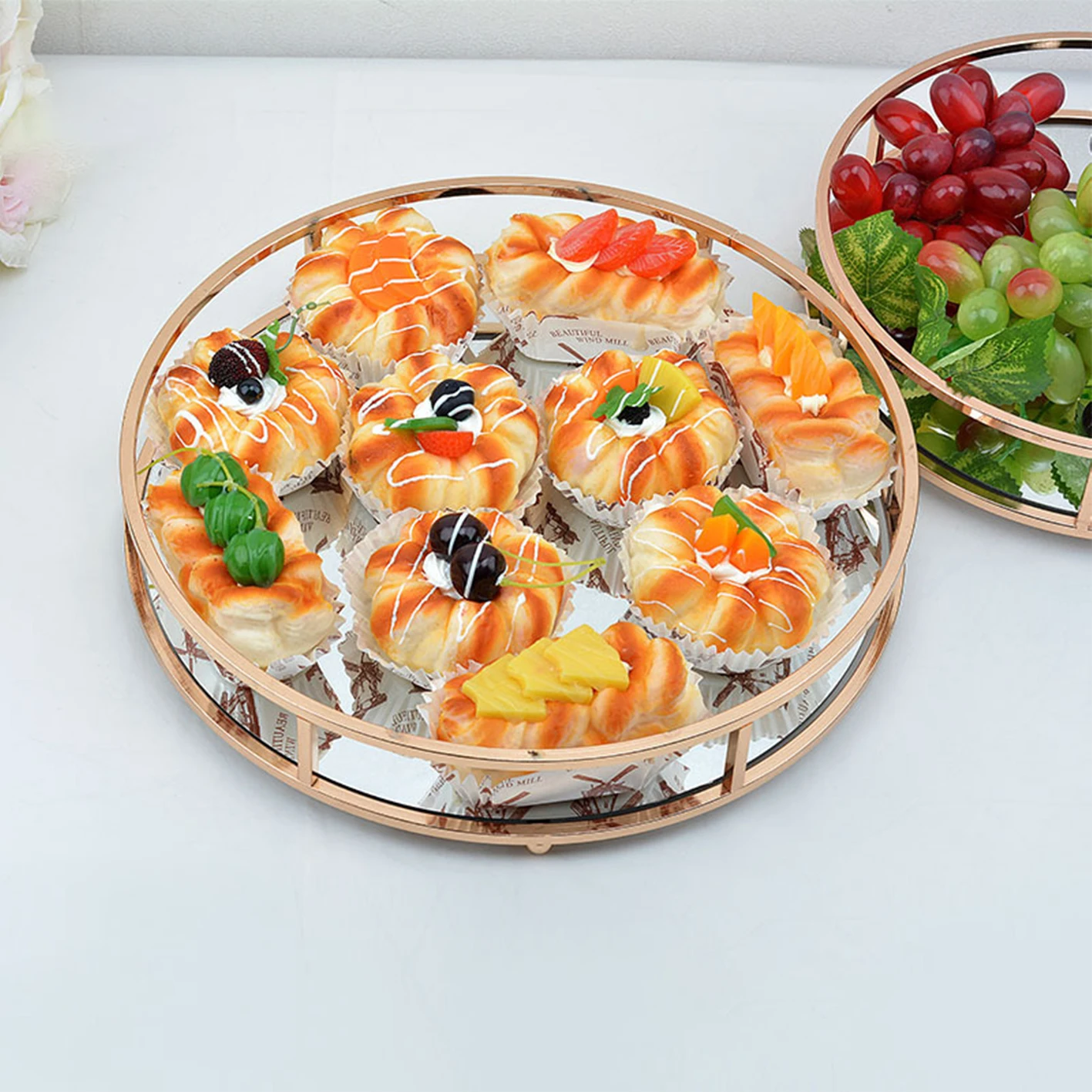 Home Decoration Storage Trays Silver Restaurant Tea Coffee Fancy Serving Dishes for Eid Mubarak