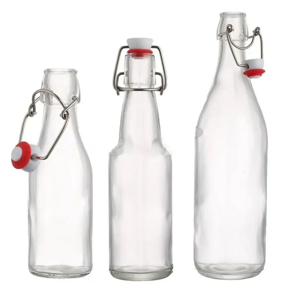 Swing Top Clear Glass Brewing Bottles 60ml 150ml 250ml 500ml 750ml 1000ml Capacities Beverage Screen Printing Surface Handling