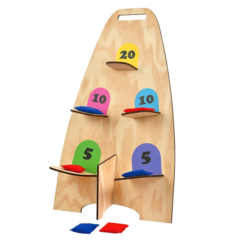 Outdoor Wooden Toy Corn Hole Game Set For Kids And Adults Yard Vertical Cornhole Board Bean Bag Toss Game