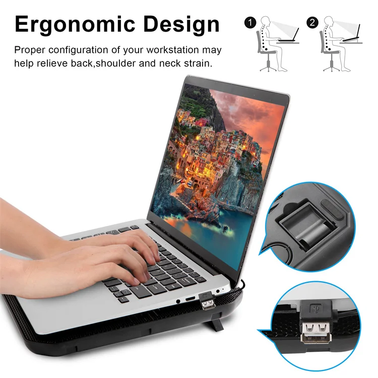 Ready to Ship 2 Fans Laptop Cooling Pad Gaming Laptop Cooler 18 Incch Laptop Cooling Stand