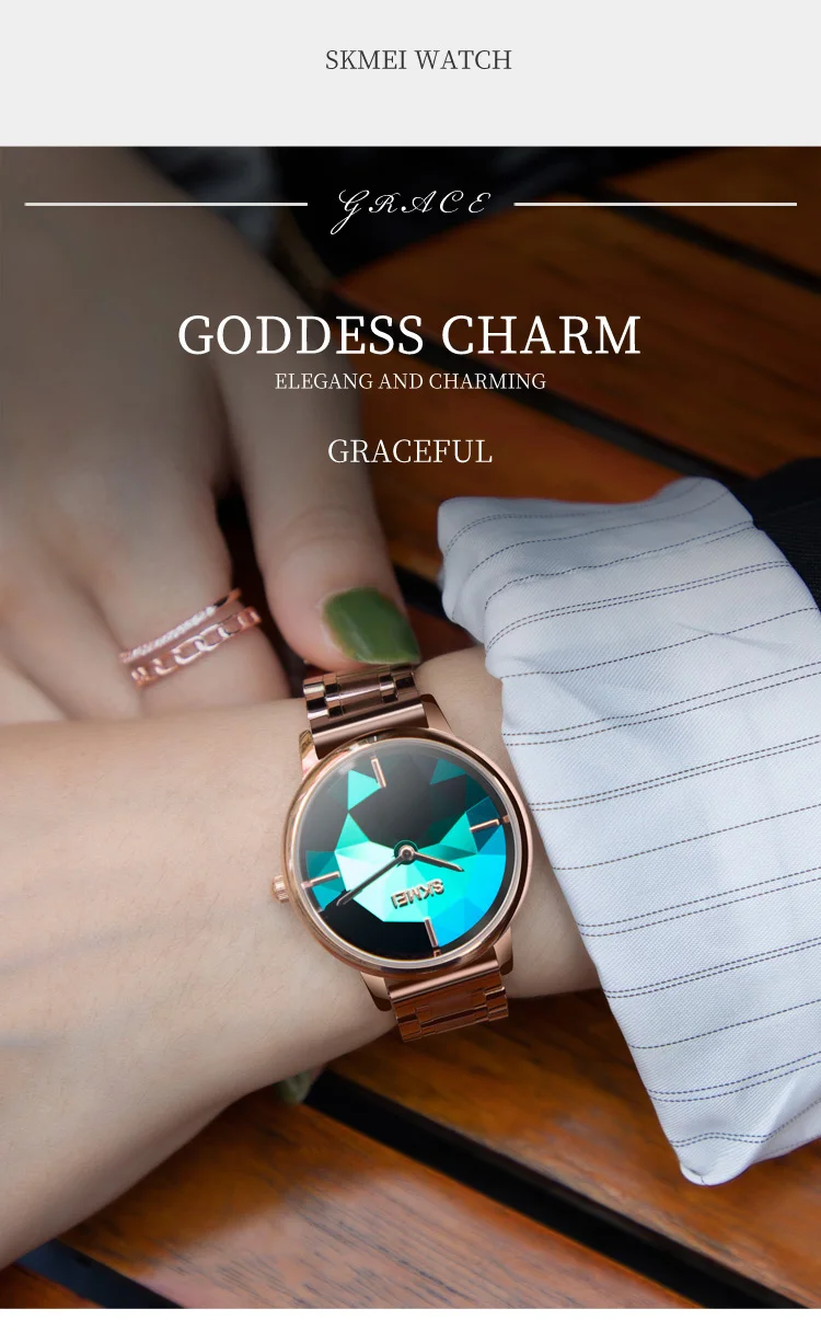 2022 SKMEI 1789 Wholesale Top Brand Zinc Alloy Case 3ATM Waterproof Gemstone Quartz Watches For Ladies