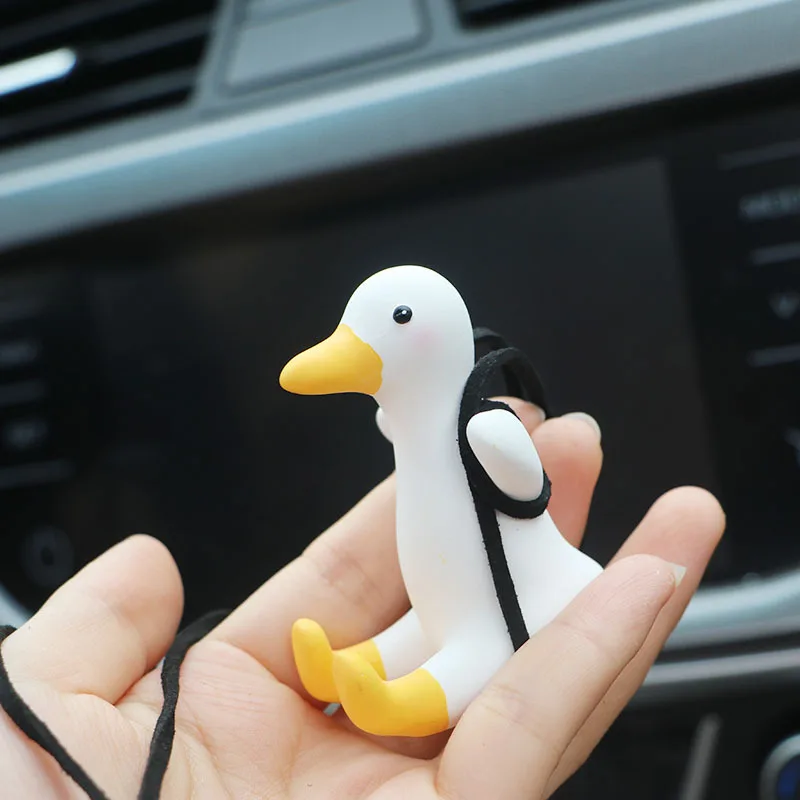 Gypsum Cute Anime Car Accessories Swing Duck Pendant Auto Rearview Mirror Ornaments Birthday Gift Decoration car perfume
