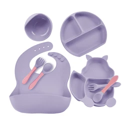 Подарочные тарелки для закусок без бисфенола А, 3 шт., вилка, ложка, нагрудник, набор еды, медведь, силиконовая чаша для кормления, Детские Ложки