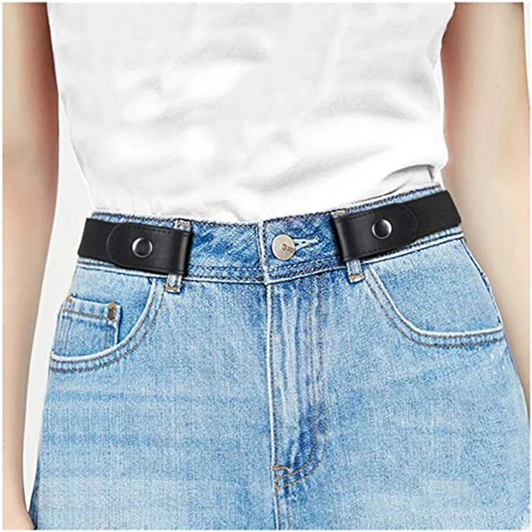 Adjustable Stretch Women Waist Belt Comfortable Invisible Canvas Elastic Jeans Pants Fabric No Buckle Belt