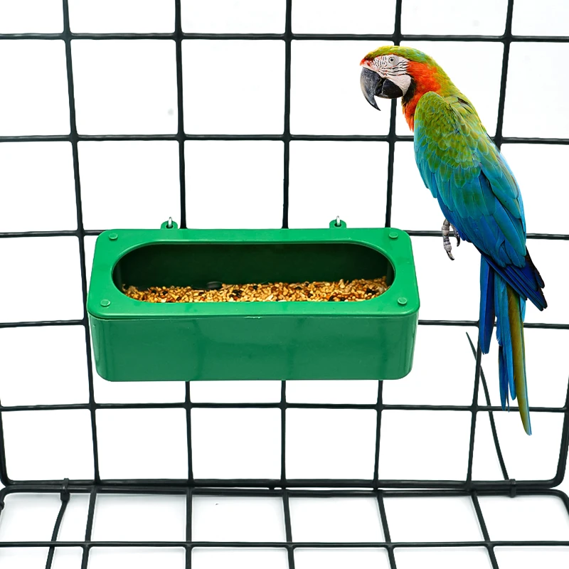 Hot Sell Plastic Bird Feeders Green Wire Hanging Food Box Cage Use Bird Food Bowl for Quail Pigeon