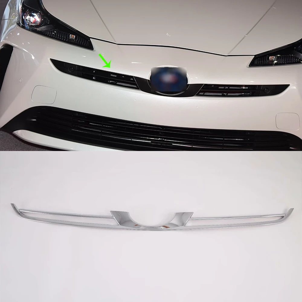 ABS Chrome Silver Auto Parts Car Accessories New Item Exterior Decorative  Front Grill Trims Bar Bumper For Toyota Prius 2019