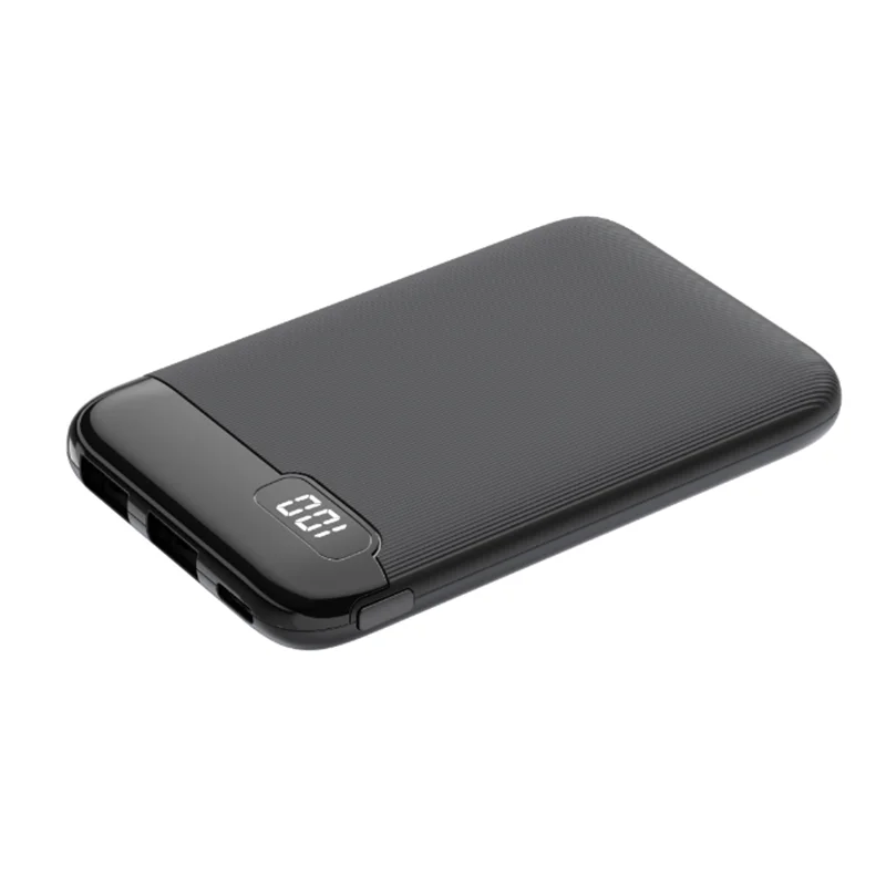 Portable Slim Design Mini Power Bank 5000mah with Led Screen Display Laptop Power Bank 5000 Mah Li-polymer Battery Universal 10W