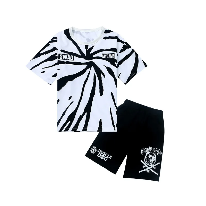 Top Leader Summer 2Pcs Suits Boy Clothing Set hiphop Style T-shirt + Shorts pant teenage Boy Clothes outfit 9 10 11 12 13 Years
