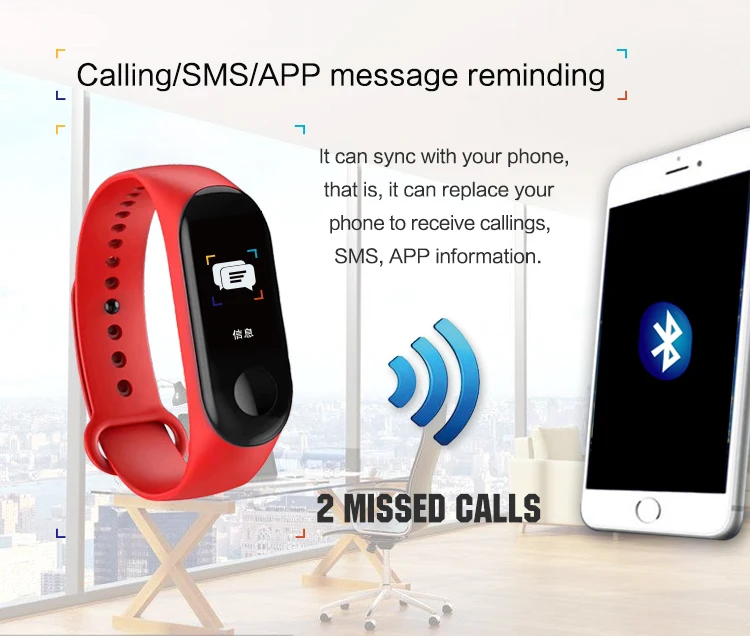 
Factory Wholesale Smart Watch Heart Rate Monitor M3 Sport Fitness Watch Smart Bracelet 