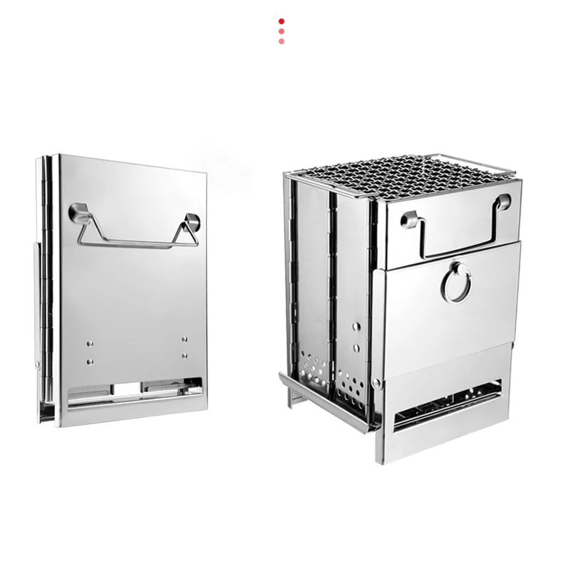 Heating Stove Folding Portable Outdoor Camping Cookout Stainless Steel Barbecue Wood Stove  for camping