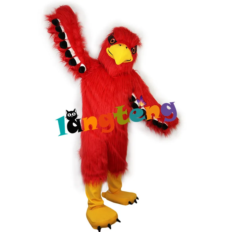 790 Adult Cosplay Red longhair Fursuit Falcon Eagle Hawk Bird Mascot Costumes