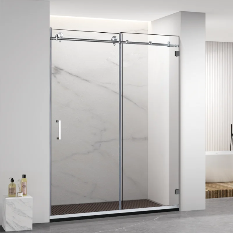 Factory Custom Bathroom Stainless Steel Hardware Frameless Glass Sliding Shower Door