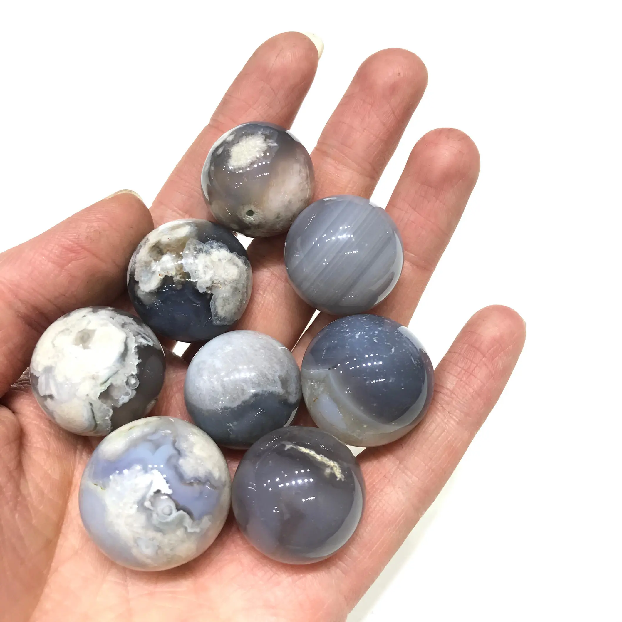 New Natural High Quality Black Flower Agate Crystal Sphere For Home Decoration