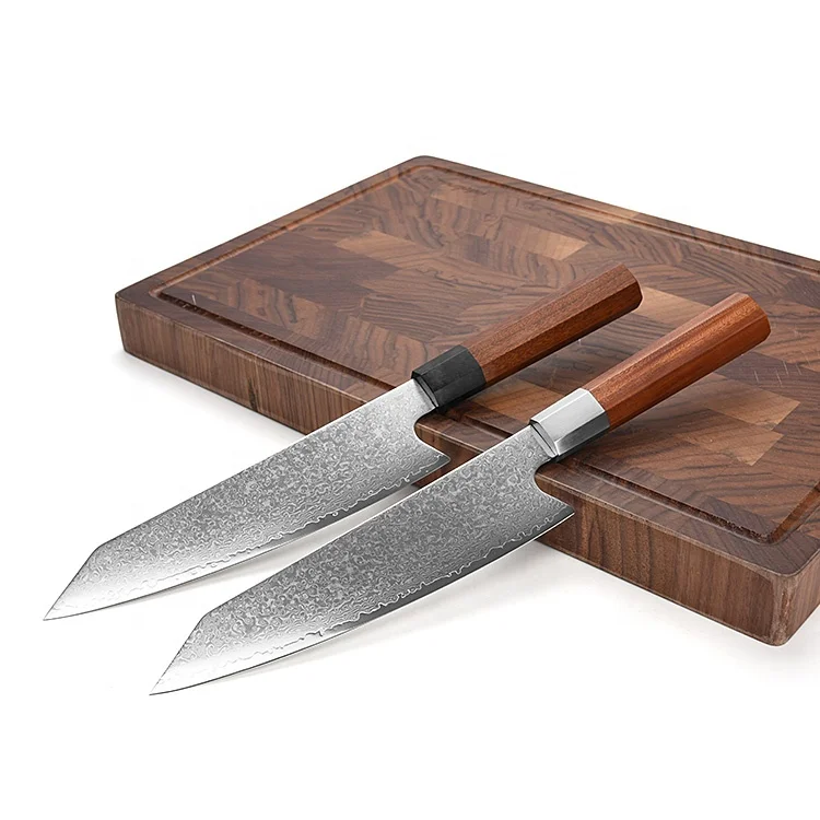 2pcs as a set 8 Inch Damascus Kitchen Knife Handmade VG10 Japanese Kiritsuke Kitchen Knife Gyuto Gift Box