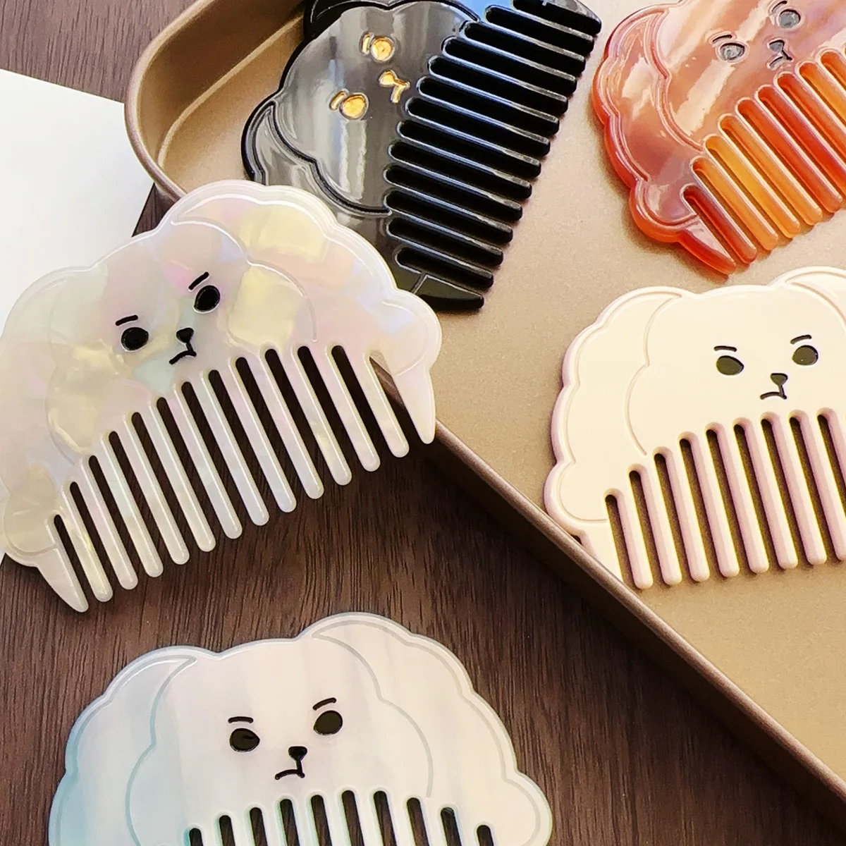 Baxi South Korea Retro Geometric Acetic Comb Korean Style Trendy Color Commuter Comb Girl Style Acetic Acid Pattern Hair Comb