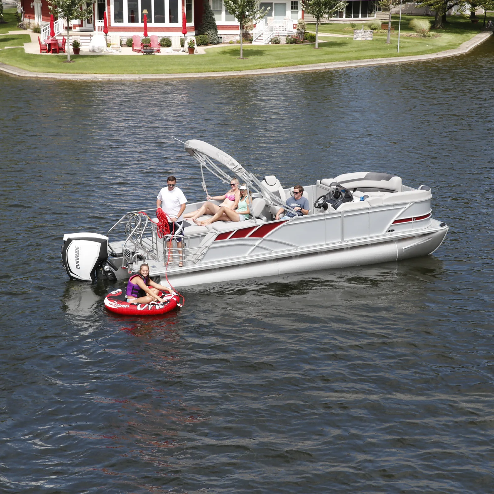 2023 Ecocampor Boat Manufacturer 22FT Family Floating  Aluminum Party  Pontoon Boat House Boat With Bathroom For Sale