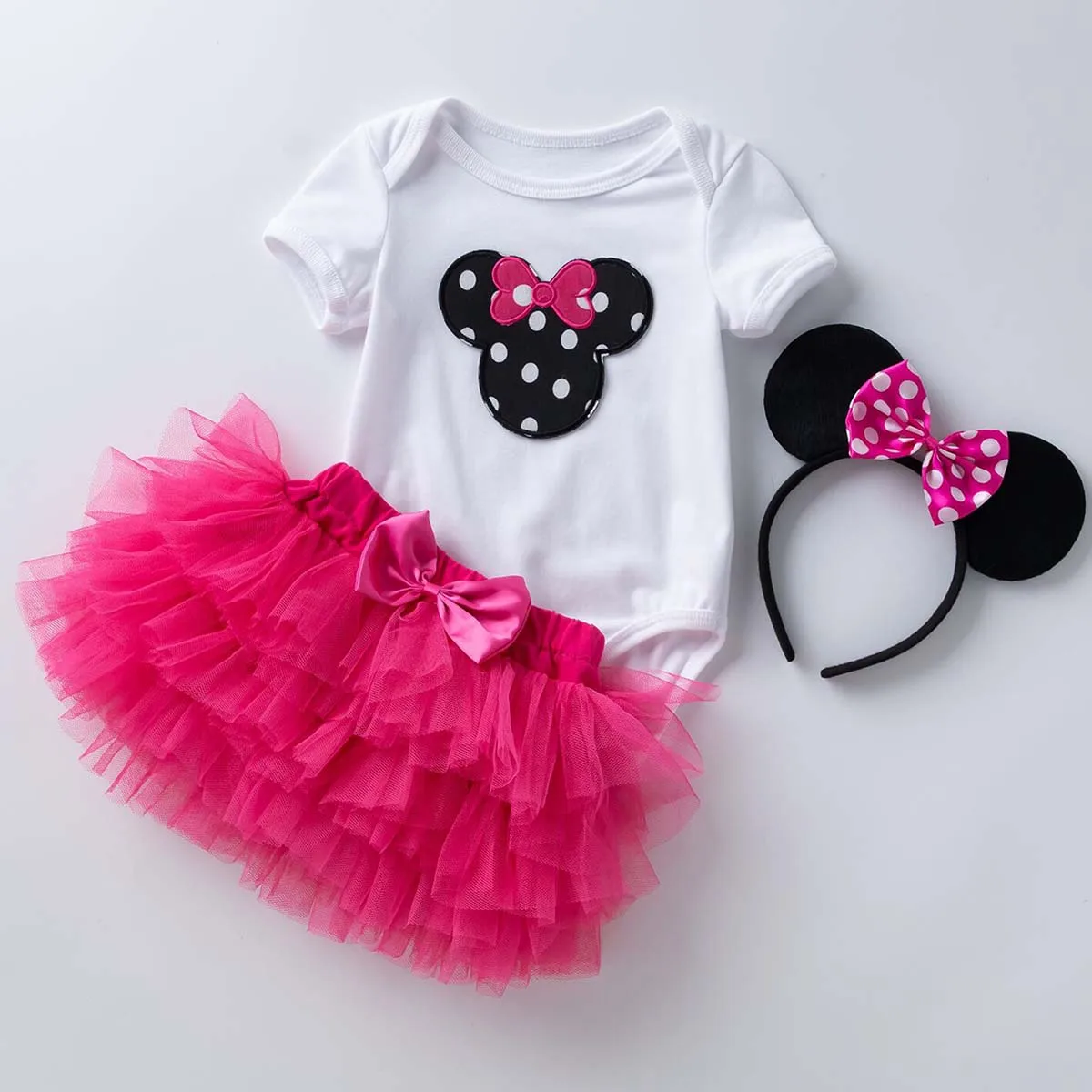 First Birthday Polka Dots Romper Tulle Dress Mouse Ear Newborn first birthday dress for a baby girl MBGO-005