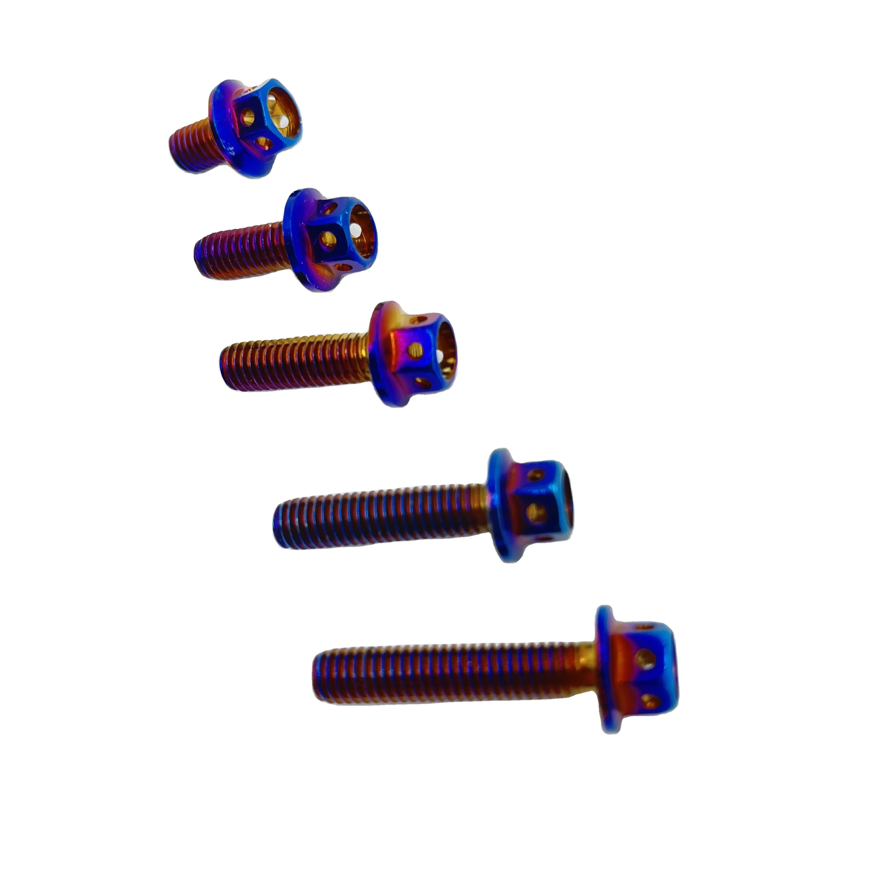M6 Color titanium blue hexagonal perforated refitted stainless steel screws
