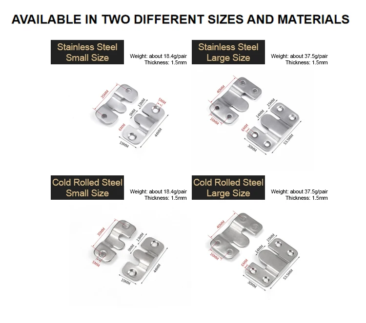 Locking Sectional Bracket Bed Picture Frame Hook Photo Hanging Accessories Metal Hinges Inside Connector Furniture Hardware Sofa