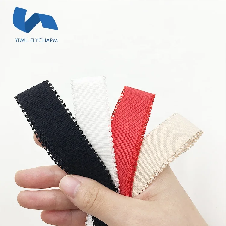 High quality  3/4 inch nylon spandex plush back crown picot strap elastic