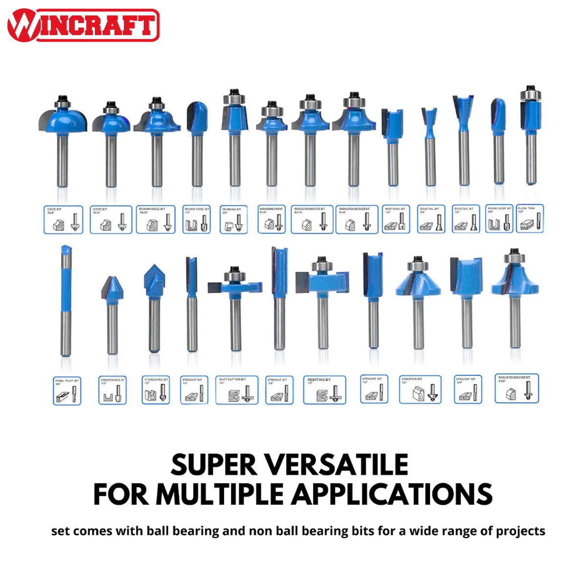 24PCS 1/4 Inch Shank Woodworking Tools and Accessories Wood Milling Cutter Set for DIY, Woodworking Project