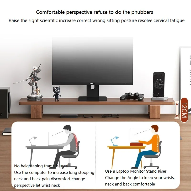 Storage Double Monitor Laptop Stand Adjustable Riser Desk Computer Monitor stand desk Tv Shelf Riser