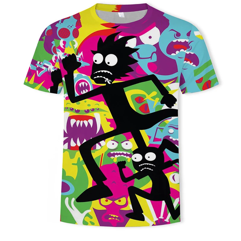 Sublimation Tshirt Polyester Cotton Blend Anime printed 3d t shirt summer shirts men printed rick and morty clothes