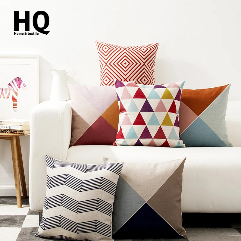 Geometry Pattern Decorative Sofa Backrest Throw Moroccan Pillow Case Cover With Cotton