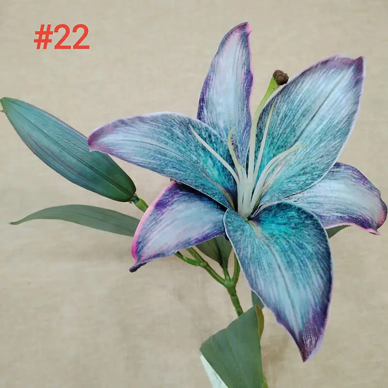 Sen Masine autumn color 2-head fake lily flowers silk real touch Artificial Lily Flower for Arrangement Home decoration
