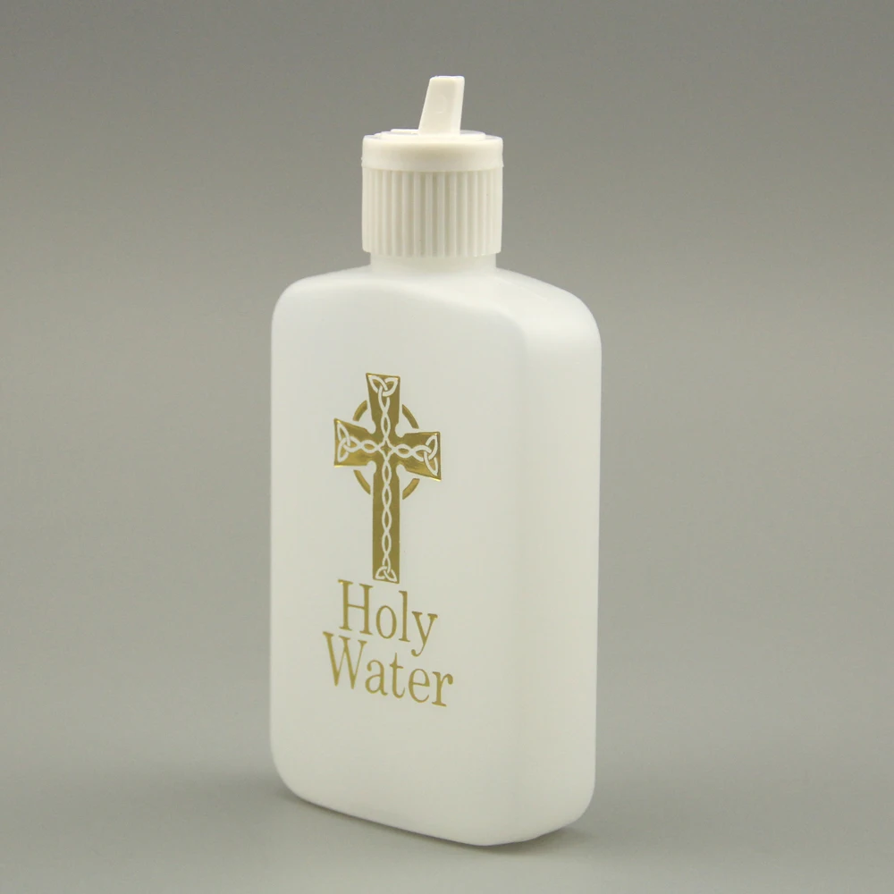 4oz Round HDPE Plastic Holy Water Bottles With  Flip Cap